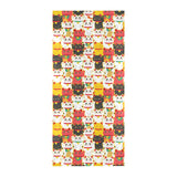 Colorful Maneki neko cat pattern Beach Towel