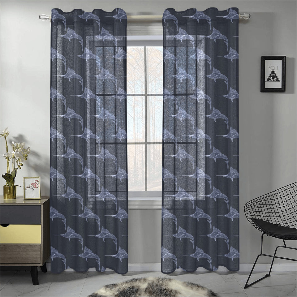 Swordfish Pattern Print Design 03 Gauze Curtain