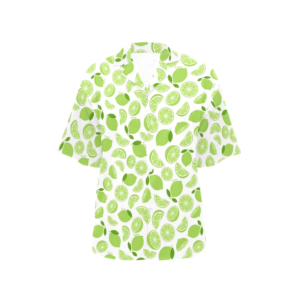Lime design pattern Women's All Over Print Hawaiian Shirt
