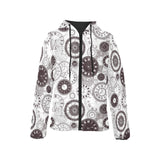 Classic vintage clock pattern Women's Padded Hooded Jacket