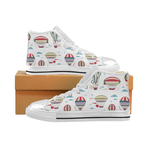 Hot air balloon pattern Women's High Top Canvas Shoes White