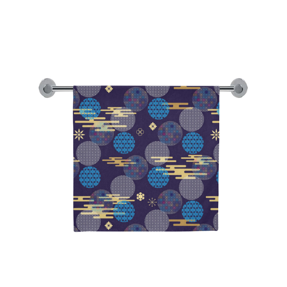 Blue japanese pattern cloud wave flower Bath Towel