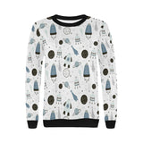 Hand drawn space elements space rocket star planet Women's Crew Neck Sweatshirt