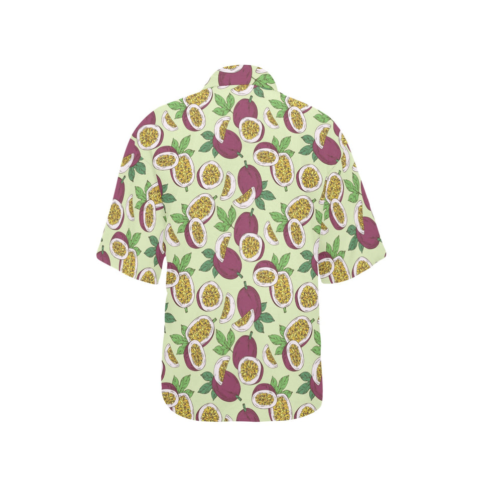 Paassion fruit pattern Women's All Over Print Hawaiian Shirt