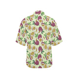 Paassion fruit pattern Women's All Over Print Hawaiian Shirt