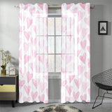 Watercolor pink heart pattern Gauze Curtain