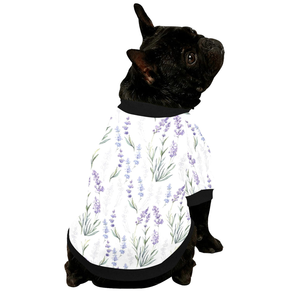 Hand painting Watercolor Lavender All Over Print Pet Dog Round Neck Fuzzy Shirt