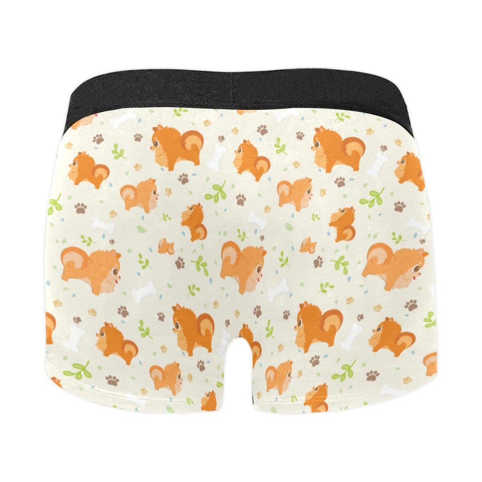 Cute brown pomeranian paw leave bone pattern Men's All Over Print Boxer Briefs Men's Underwear