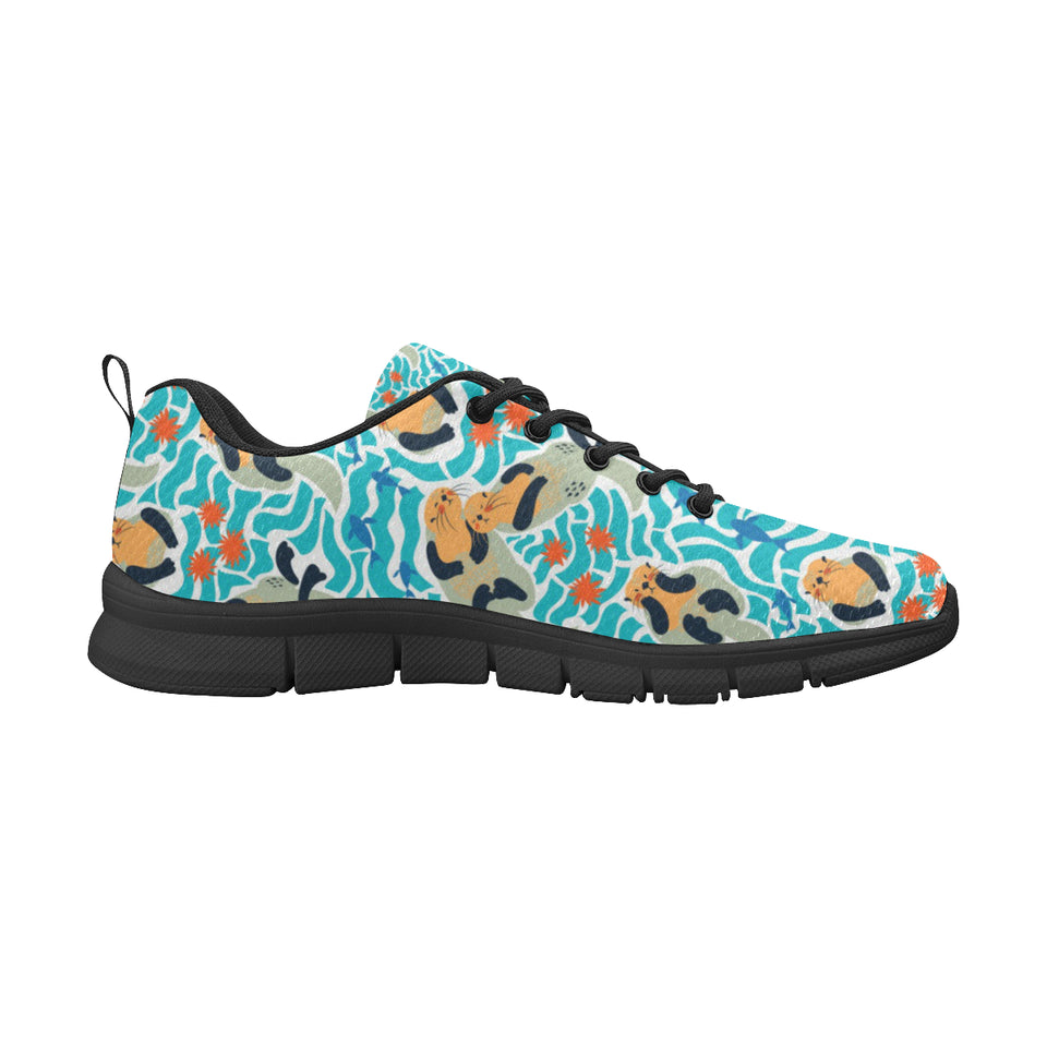 Cute sea otters fishe sea urchin pattern Men's Sneaker Shoes
