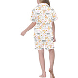 Corgi Dog Pattern Kids' Boys' Girls' V-Neck Short Pajama Set