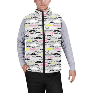 Mustache Beard Pattern Print Design 02 Men's Padded Vest
