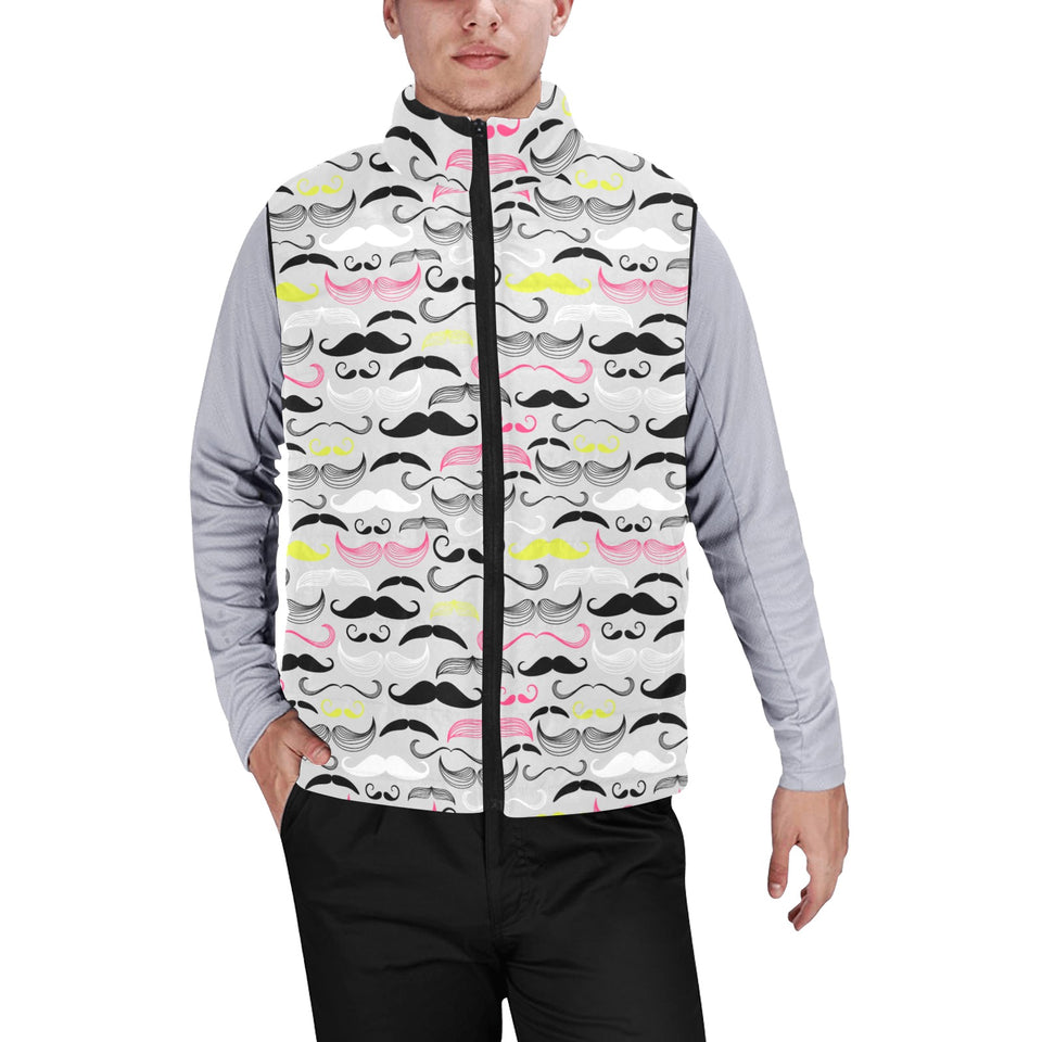 Mustache Beard Pattern Print Design 02 Men's Padded Vest