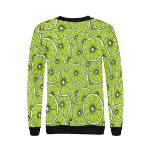 Slices of Lime design pattern Women's Crew Neck Sweatshirt