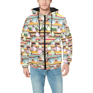 Sun Glasses Pattern Print Design 02 Men's Padded Hooded Jacket
