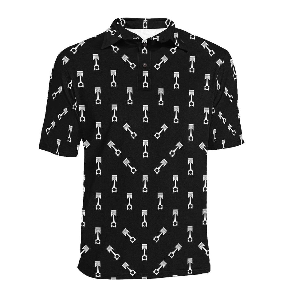 Engine Piston Black Theme Pattern Print Design 03 Men's All Over Print Polo Shirt