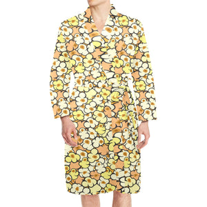 Popcorn Pattern Print Design 03 Men's Long Sleeve Belted Night Robe