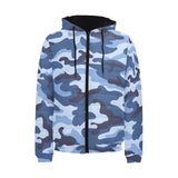Blue camouflage pattern Men's Padded Hooded Jacket