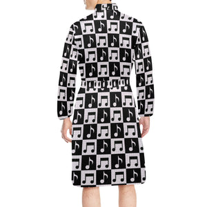 Music Notes Pattern Print Design 01 Men's Long Sleeve Belted Night Robe