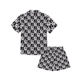 Music Notes Pattern Print Design 01 Kids' Boys' Girls' V-Neck Short Pajama Set