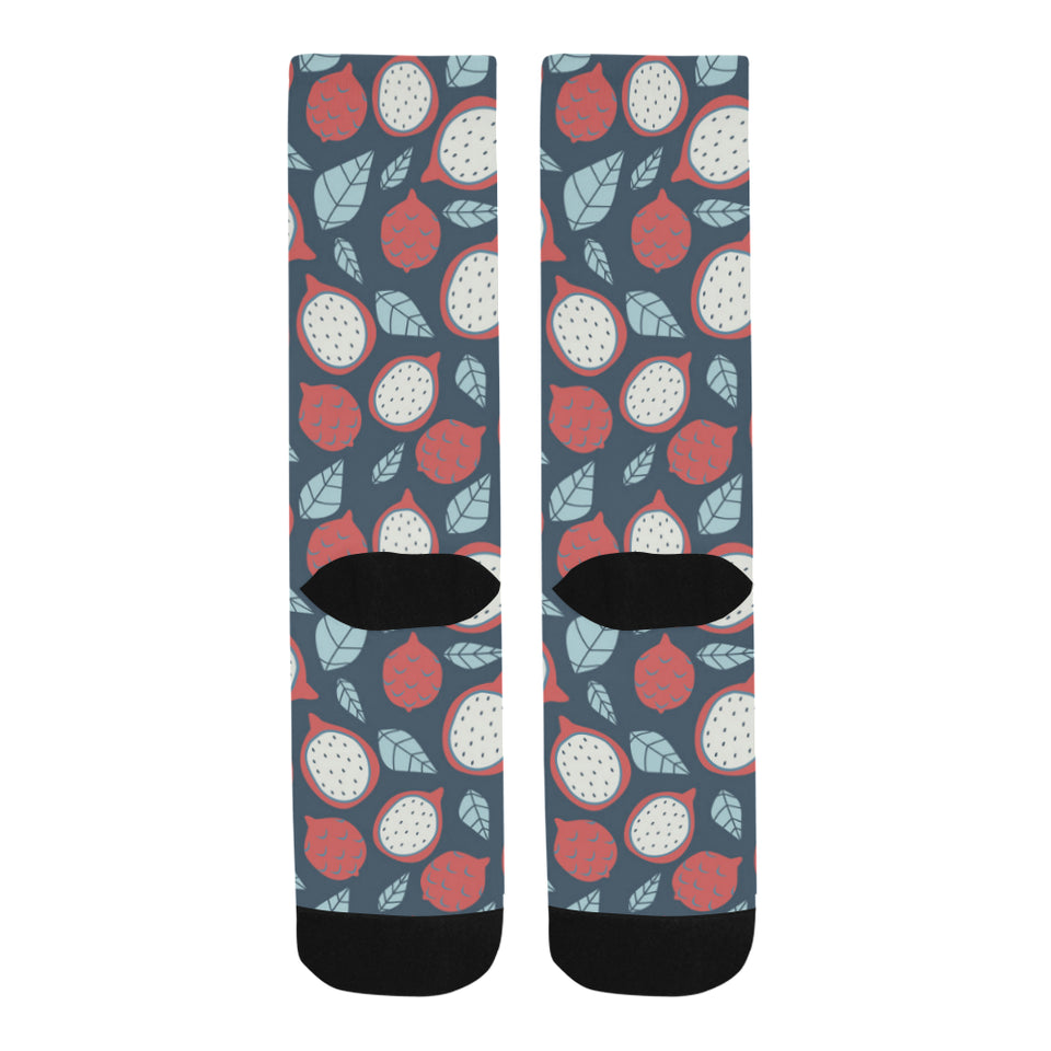 dragon fruits dark blue background Crew Socks