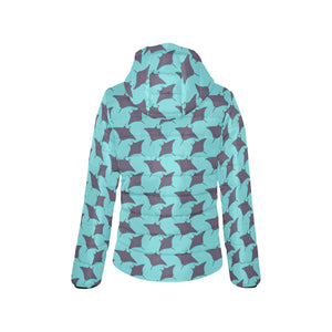 Stingray Pattern Print Design 02 Women's Padded Hooded Jacket