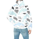 Cute dolphins Childish Style pattern Men's Padded Hooded Jacket