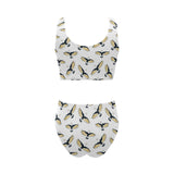 Eagle Pattern Print Design 03 Chest Bowknot High Waisted Bikini Swimsuit