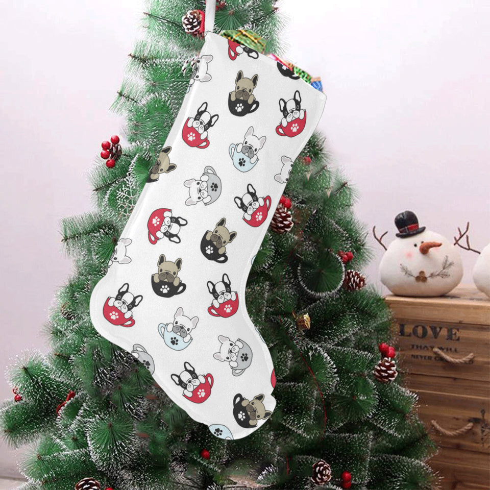 French bulldog cup paw pattern Christmas Stocking