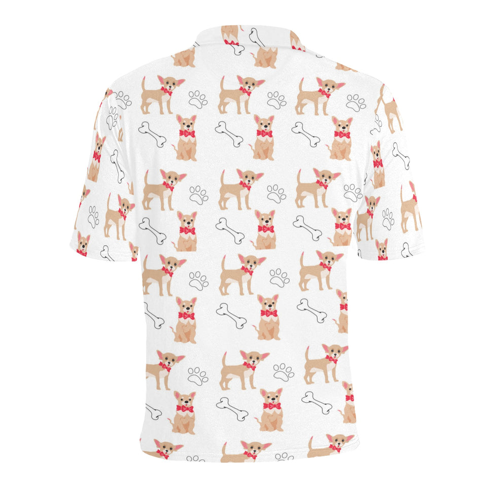 Chihuahua bone paw pattern Men's All Over Print Polo Shirt
