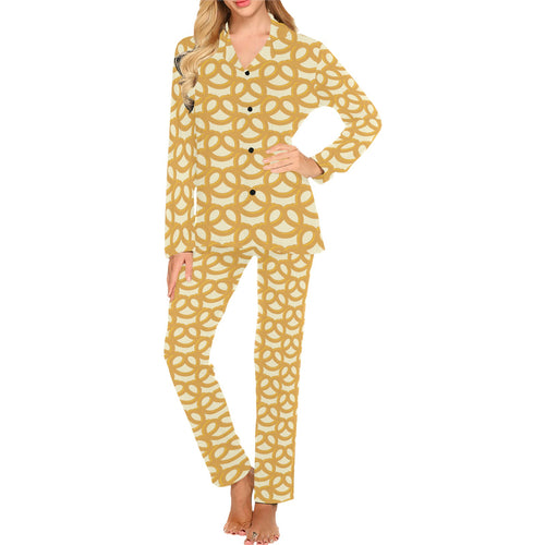 Pretzels Pattern Print Design 01 Women's Long Pajama Set