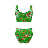 Clown Fish Pattern Print Design 01 Chest Bowknot High Waisted Bikini Swimsuit