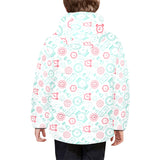 Clock time pattern blackground Kids' Boys' Girls' Padded Hooded Jacket