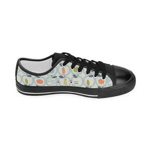 apples leaves pattern Kids' Boys' Girls' Low Top Canvas Shoes Black