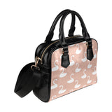 Swan flower light pink background Shoulder Handbag