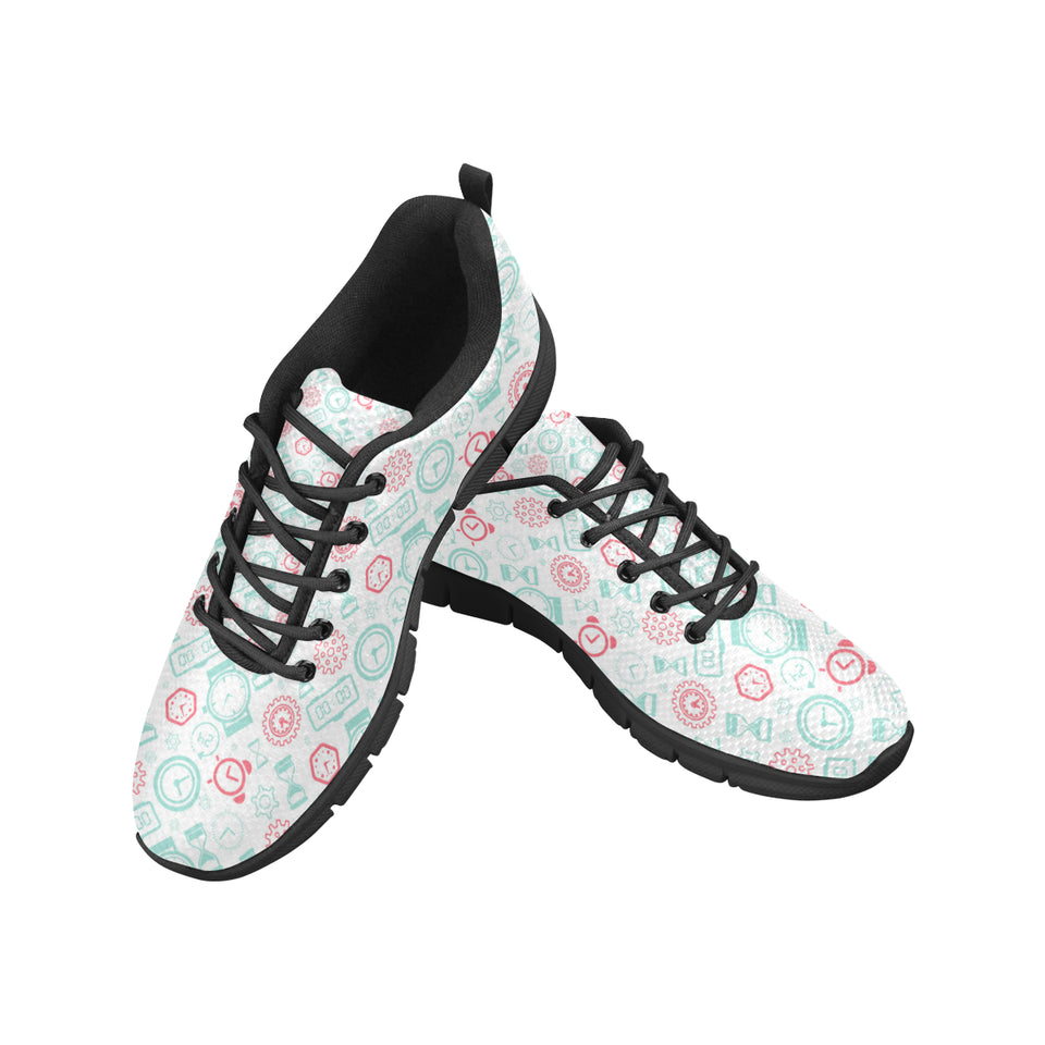 Clock time pattern blackground Women's Sneaker Shoes