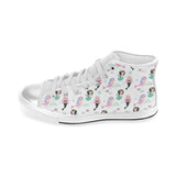 cute mermaid dolphin fish starfish pattern Women's High Top Canvas Shoes White