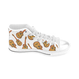 Paint Guitar Pattern Men's High Top Canvas Shoes White