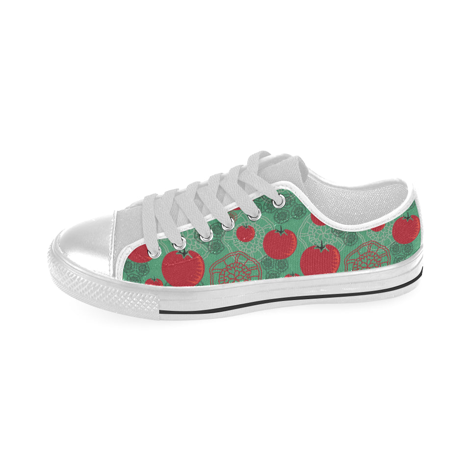 Tomato design pattern Men's Low Top Shoes White