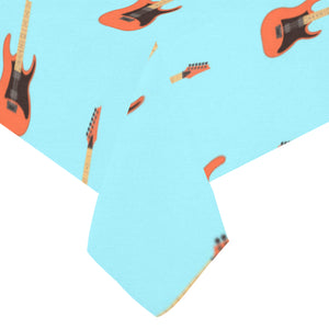 electric guitar pattern light blue background Tablecloth