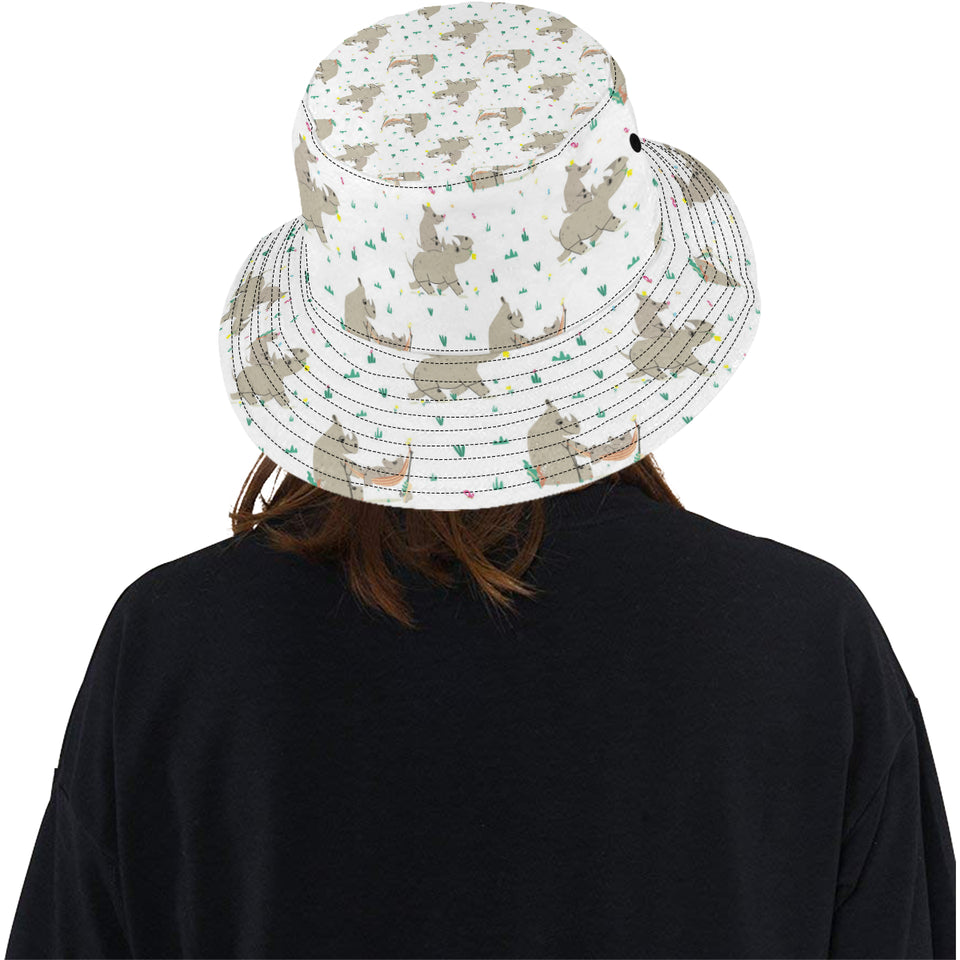 Cute Rhino pattern background Unisex Bucket Hat