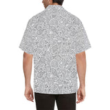 Cartoon hand drawn ice cream black white Men's All Over Print Hawaiian Shirt
