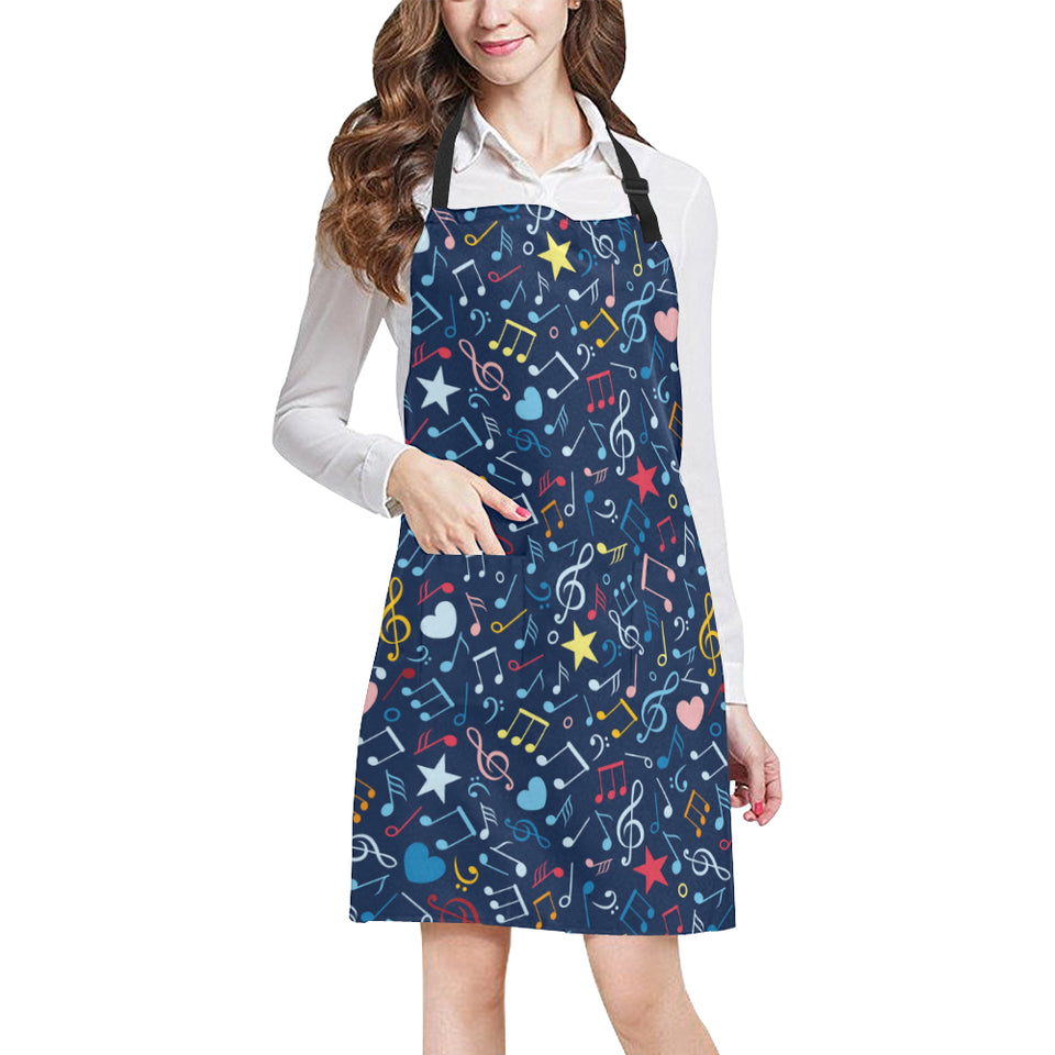 Music Notes Pattern Print Design 03 All Over Print Adjustable Apron