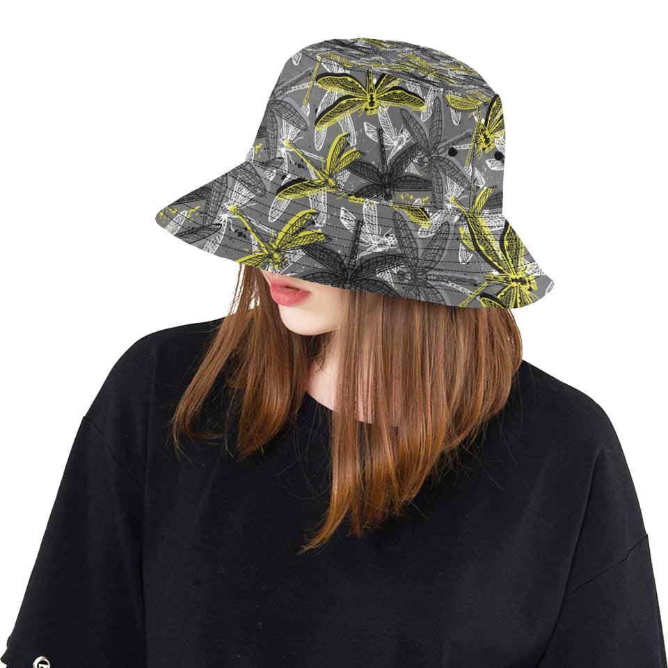 Hand drawn dragonfly pattern Unisex Bucket Hat