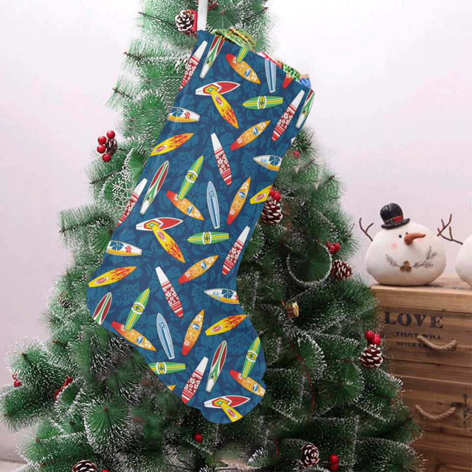 Surfboard Pattern Print Design 01 Christmas Stocking