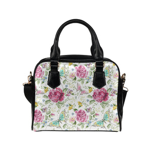 Hand drawn butterfly rose Shoulder Handbag