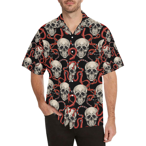 Red snake skull pattern Men's All Over Print Hawaiian Shirt