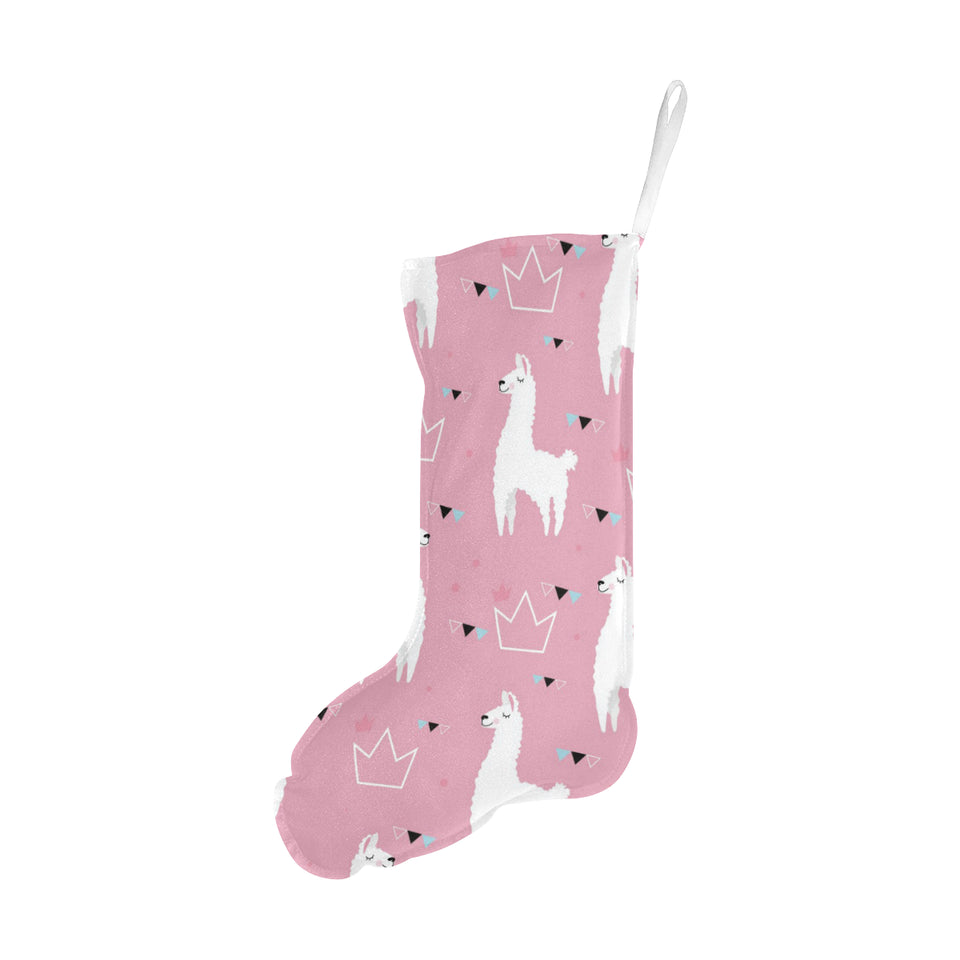Llama Alpaca pink background Christmas Stocking