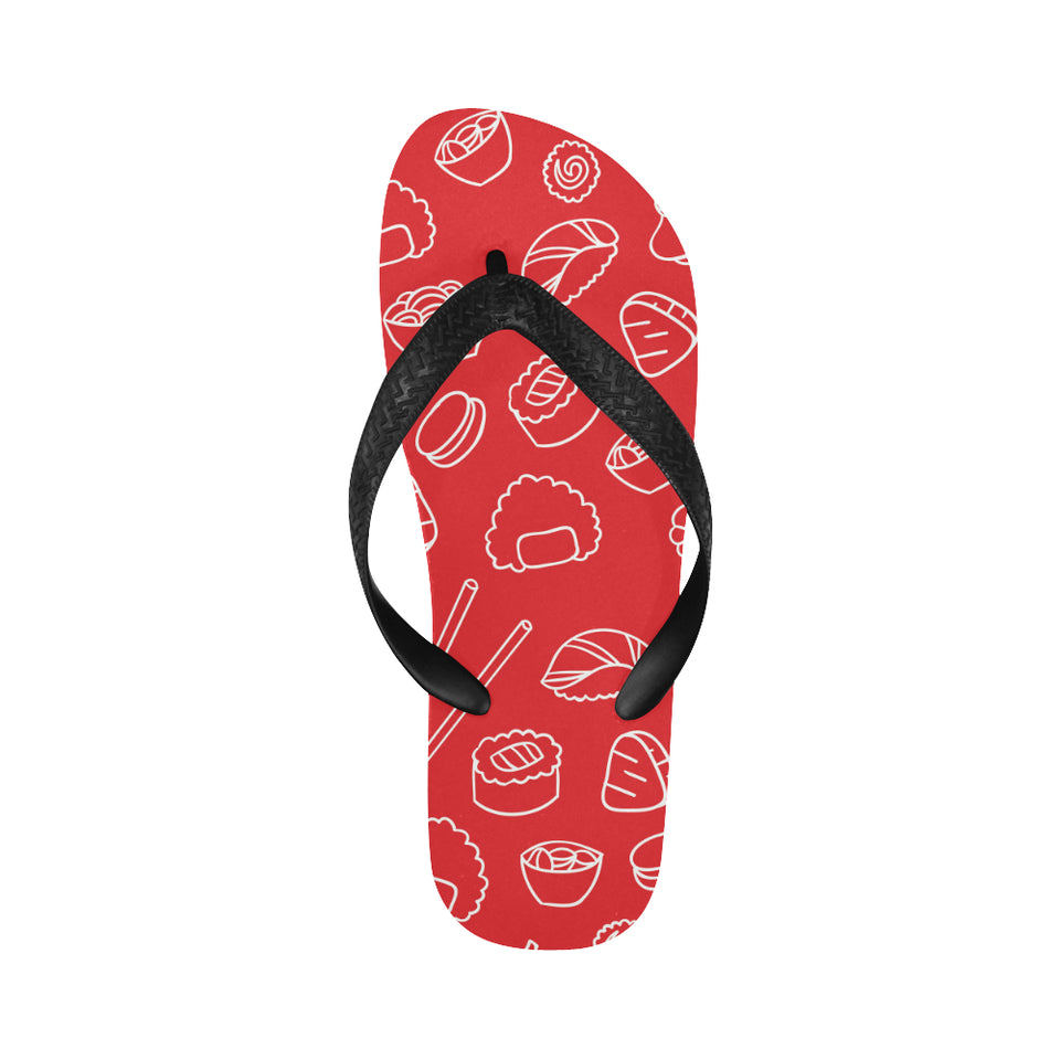 sushi pattern red background Unisex Flip Flops