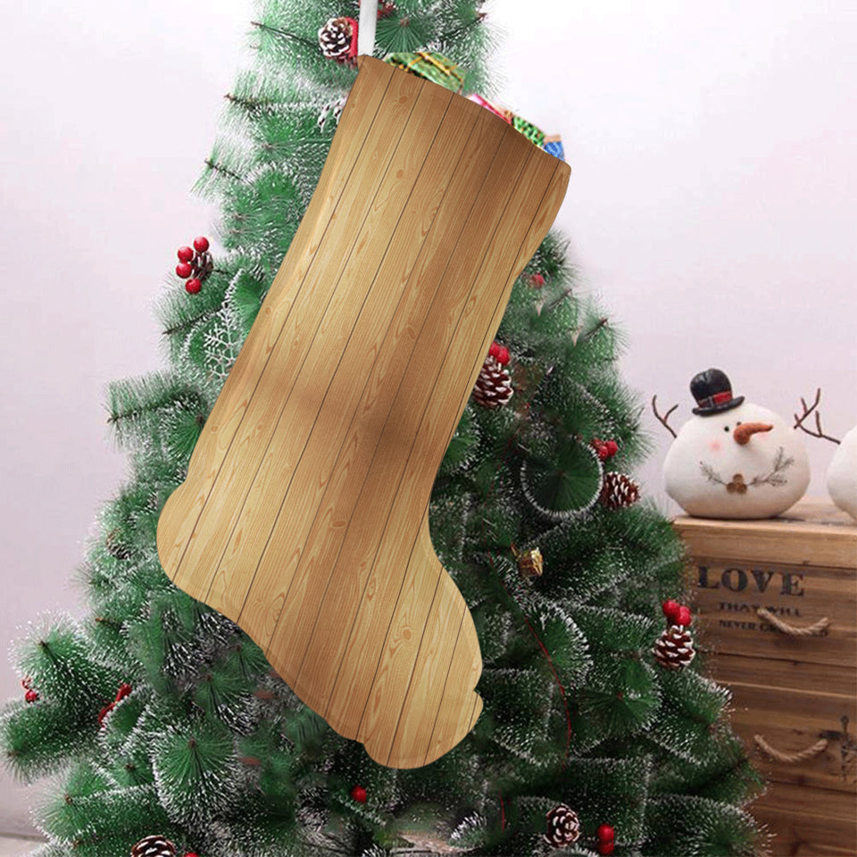 Wood Printed Pattern Print Design 05 Christmas Stocking