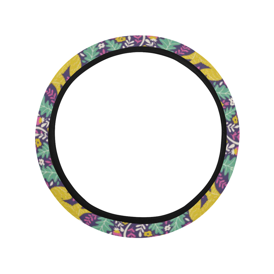 Cute yellow monkey leaves pattern Car Steering Wheel Cover